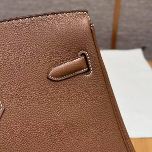 Hermes Birkin 40 Bag Handmade In Togo Calfskin Leather Silver Hardware 37 Gold - Image 11
