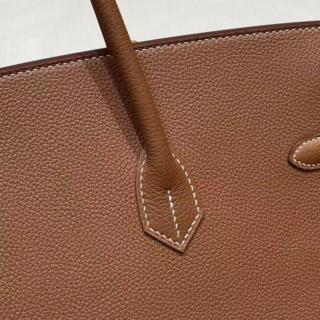 Hermes Birkin 40 Bag Handmade In Togo Calfskin Leather Silver Hardware 37 Gold - Image 10