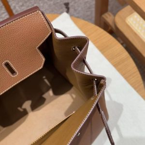 Hermes Birkin 40 Bag Handmade In Togo Calfskin Leather Silver Hardware 37 Gold - Image 8