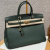 Hermes Birkin 40 Bag Handmade In Togo Calfskin Leather Gold Hardware 65 Vert Moyen