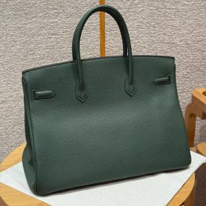 Alternative view of Hermes Birkin 40 Bag Handmade In Togo Calfskin Leather Gold Hardware 65 Vert Moyen