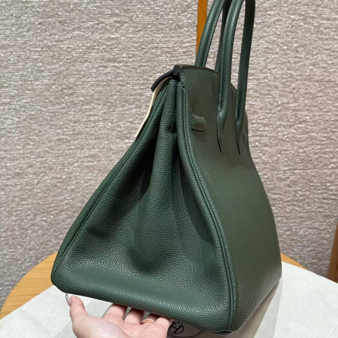 Hermes Birkin 40 Bag Handmade In Togo Calfskin Leather Gold Hardware 65 Vert Moyen - Image 20