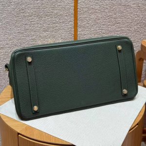 Hermes Birkin 40 Bag Handmade In Togo Calfskin Leather Gold Hardware 65 Vert Moyen - Image 18