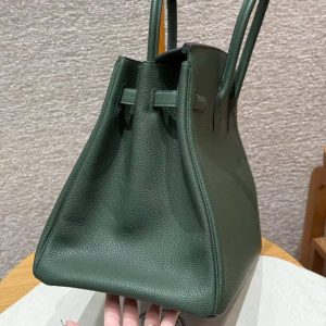 Hermes Birkin 40 Bag Handmade In Togo Calfskin Leather Gold Hardware 65 Vert Moyen - Image 12
