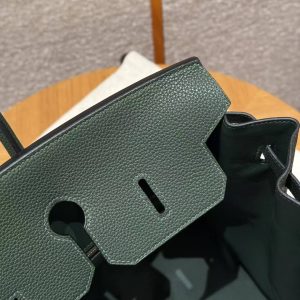 Hermes Birkin 40 Bag Handmade In Togo Calfskin Leather Gold Hardware 65 Vert Moyen - Image 10