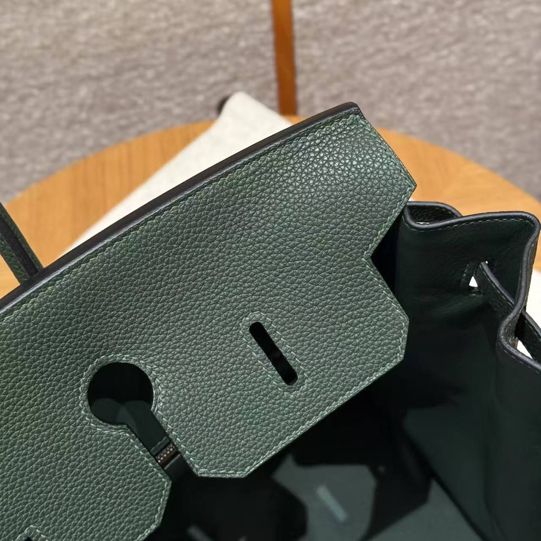 Hermes Birkin 40 Bag Handmade In Togo Calfskin Leather Gold Hardware 65 Vert Moyen - Image 10