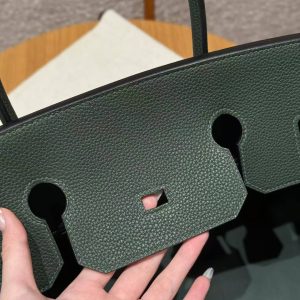 Hermes Birkin 40 Bag Handmade In Togo Calfskin Leather Gold Hardware 65 Vert Moyen - Image 9