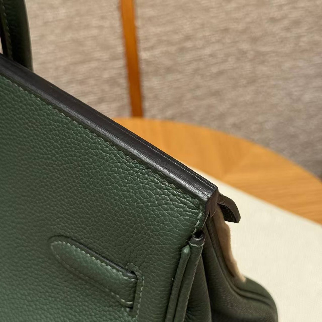 Hermes Birkin 40 Bag Handmade In Togo Calfskin Leather Gold Hardware 65 Vert Moyen - Image 7