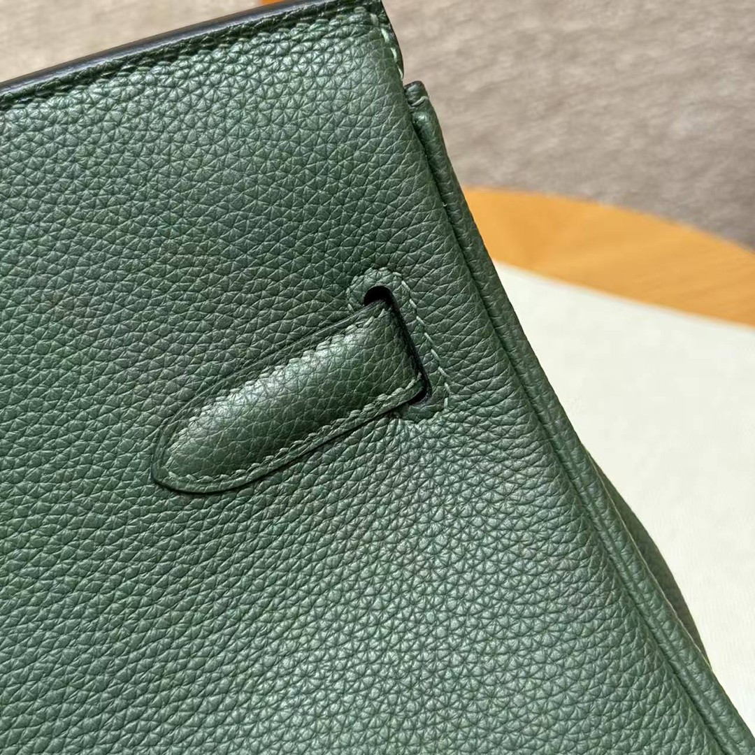 Hermes Birkin 40 Bag Handmade In Togo Calfskin Leather Gold Hardware 65 Vert Moyen - Image 6