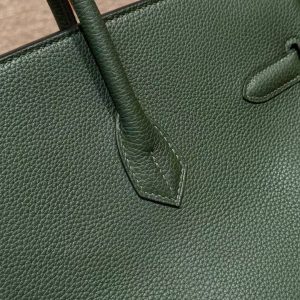 Hermes Birkin 40 Bag Handmade In Togo Calfskin Leather Gold Hardware 65 Vert Moyen - Image 5