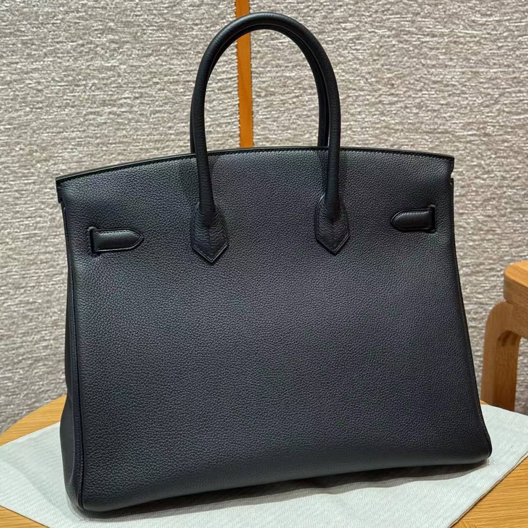 Hermes Birkin 40 Bag Handmade In Togo Calfskin Leather Rose Gold Hardware 89 Noir - Image 2