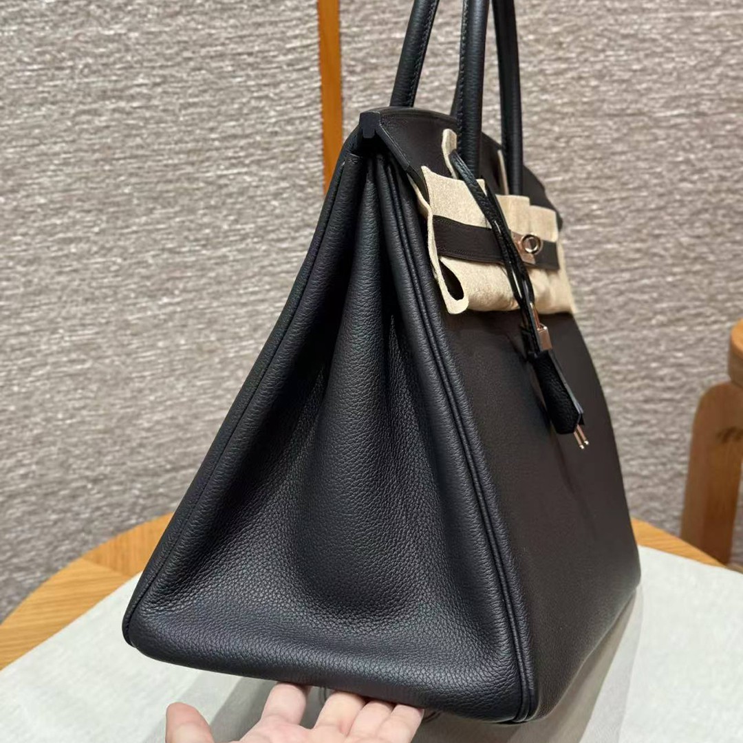 Hermes Birkin 40 Bag Handmade In Togo Calfskin Leather Rose Gold Hardware 89 Noir - Image 27