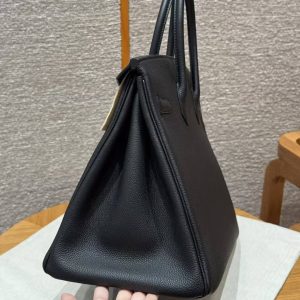 Hermes Birkin 40 Bag Handmade In Togo Calfskin Leather Rose Gold Hardware 89 Noir - Image 26