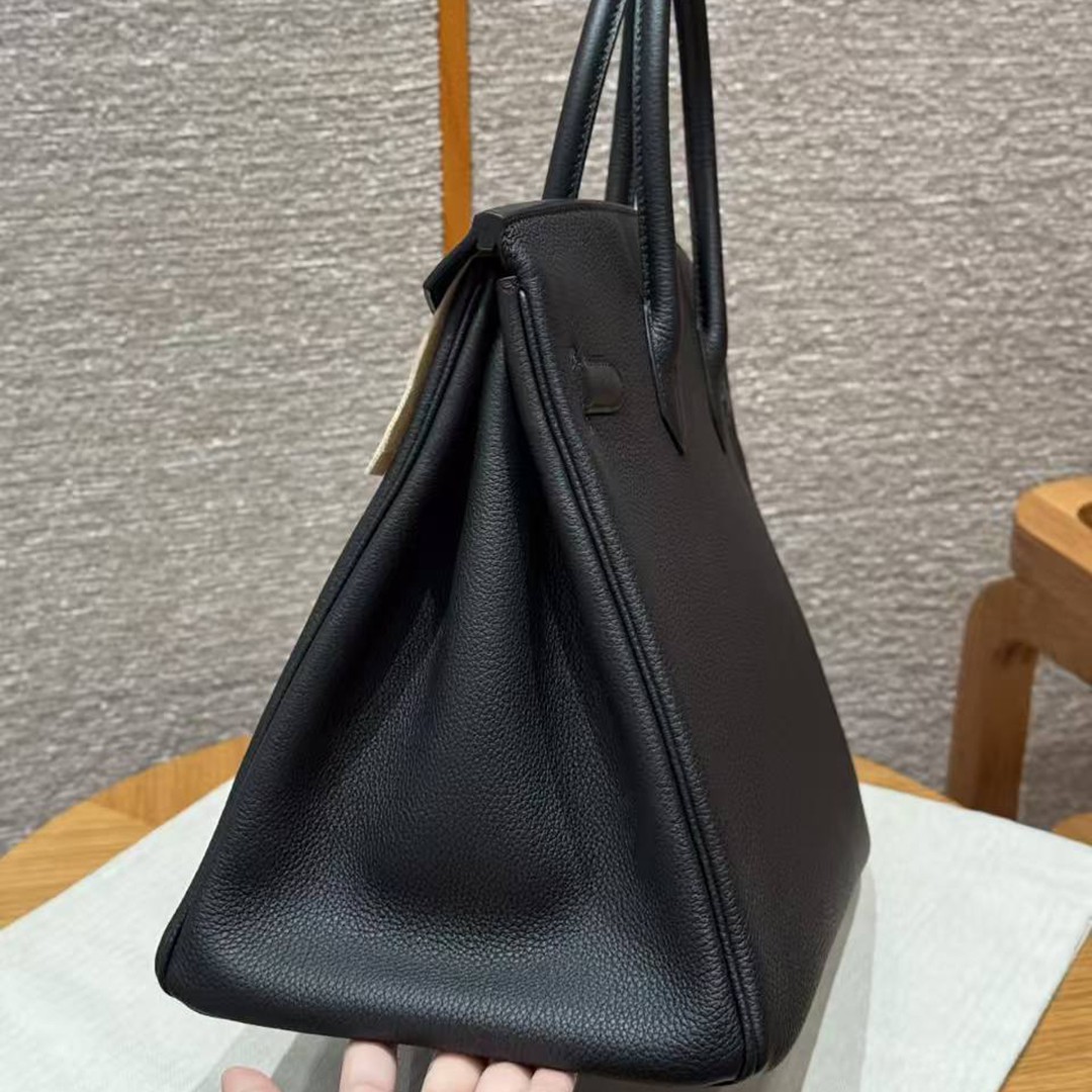 Hermes Birkin 40 Bag Handmade In Togo Calfskin Leather Rose Gold Hardware 89 Noir - Image 26