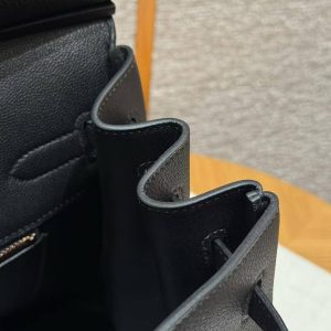 Hermes Birkin 40 Bag Handmade In Togo Calfskin Leather Rose Gold Hardware 89 Noir - Image 18