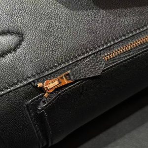 Hermes Birkin 40 Bag Handmade In Togo Calfskin Leather Rose Gold Hardware 89 Noir - Image 17