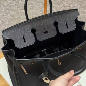 Hermes Birkin 40 Bag Handmade In Togo Calfskin Leather Rose Gold Hardware 89 Noir - Image 16