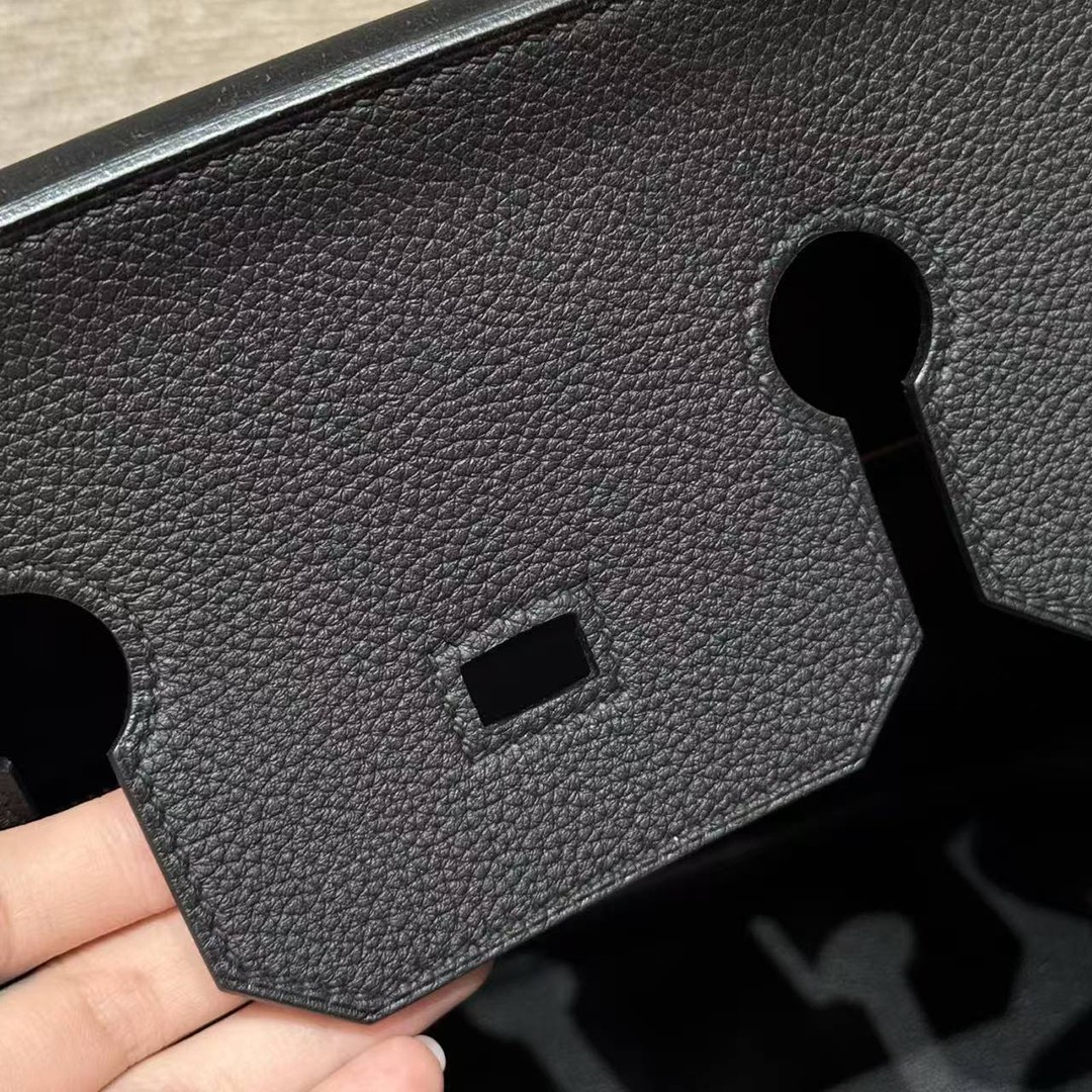 Hermes Birkin 40 Bag Handmade In Togo Calfskin Leather Rose Gold Hardware 89 Noir - Image 14