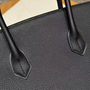 Hermes Birkin 40 Bag Handmade In Togo Calfskin Leather Rose Gold Hardware 89 Noir - Image 6
