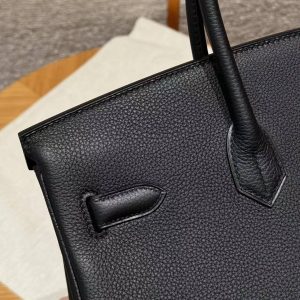 Hermes Birkin 40 Bag Handmade In Togo Calfskin Leather Rose Gold Hardware 89 Noir - Image 5