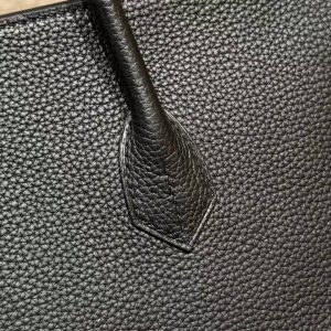 Hermes Birkin 40 Bag Handmade In Togo Calfskin Leather Silver Hardware 89 Noir - Image 9