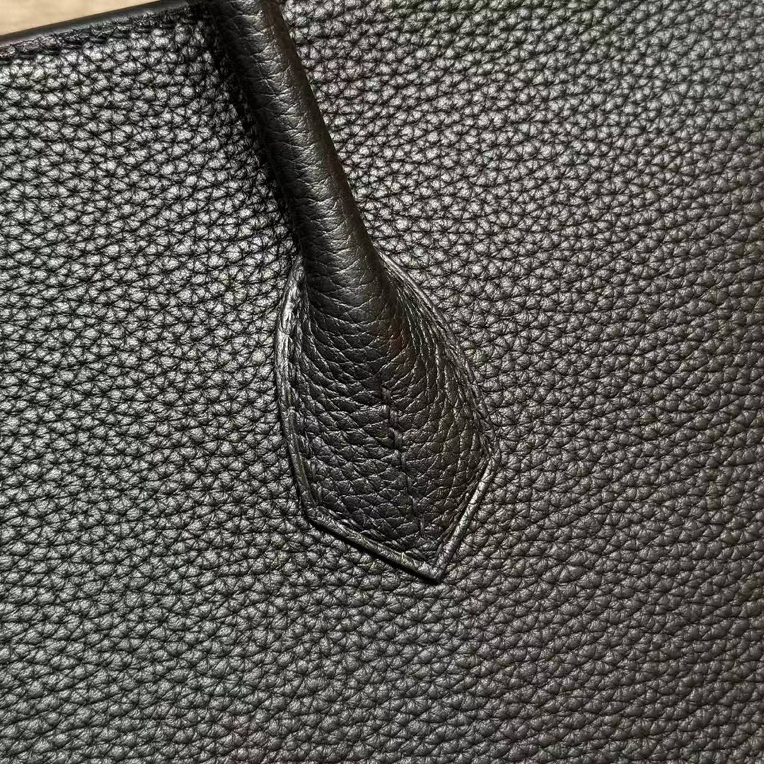 Hermes Birkin 40 Bag Handmade In Togo Calfskin Leather Silver Hardware 89 Noir - Image 9