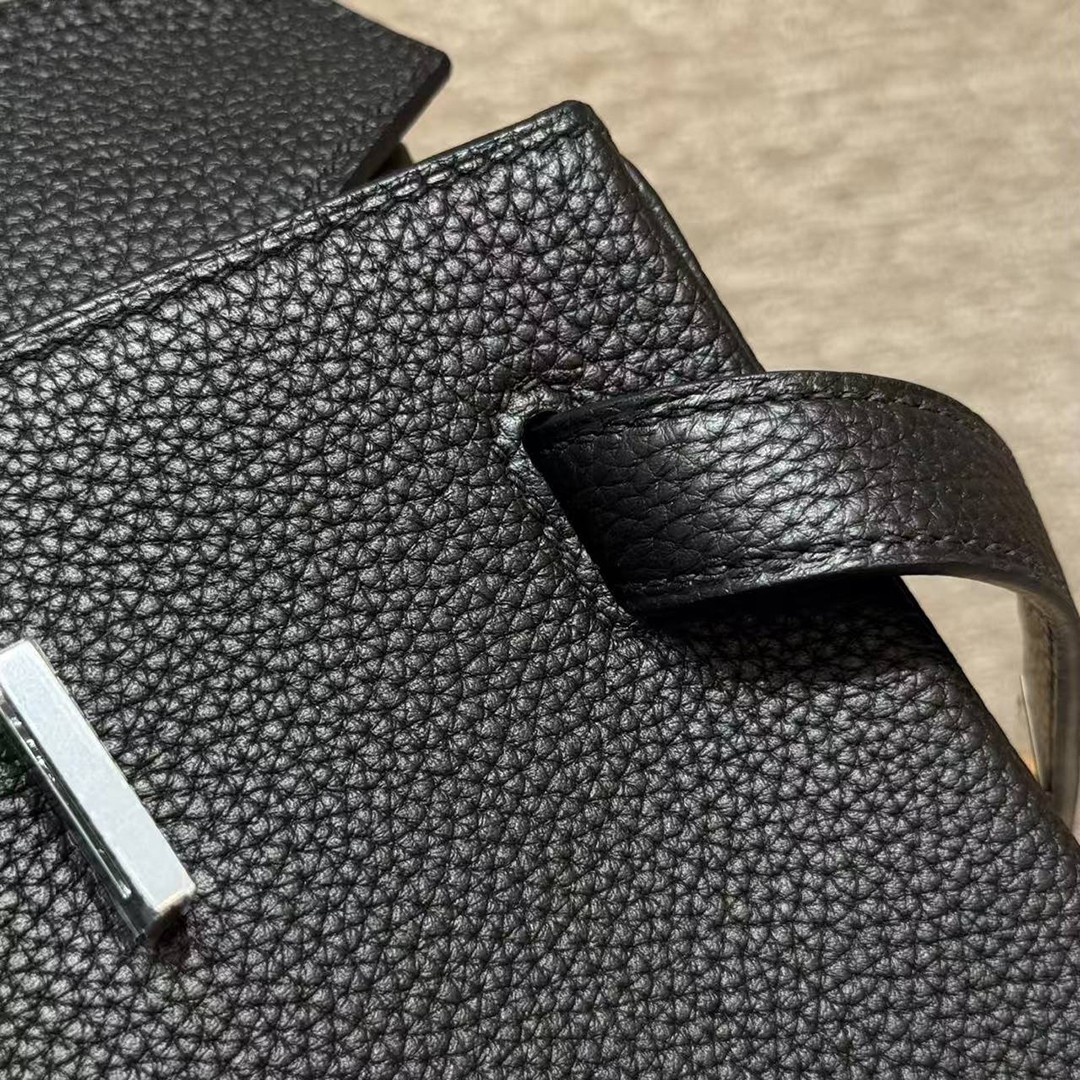 Hermes Birkin 40 Bag Handmade In Togo Calfskin Leather Silver Hardware 89 Noir - Image 5