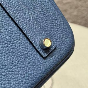 Hermes Birkin 40 Bag Handmade In Togo Calfskin Leather Silver Hardware R2 Blue Agate - Image 8