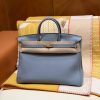 Hermes Birkin 40 Bag Handmade In Togo Calfskin Leather Gold Hardware J7 Blue Lin