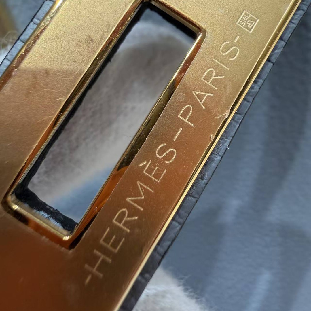 Hermes Birkin 40 Bag Handmade In Togo Calfskin Leather Gold Hardware J7 Blue Lin - Image 8