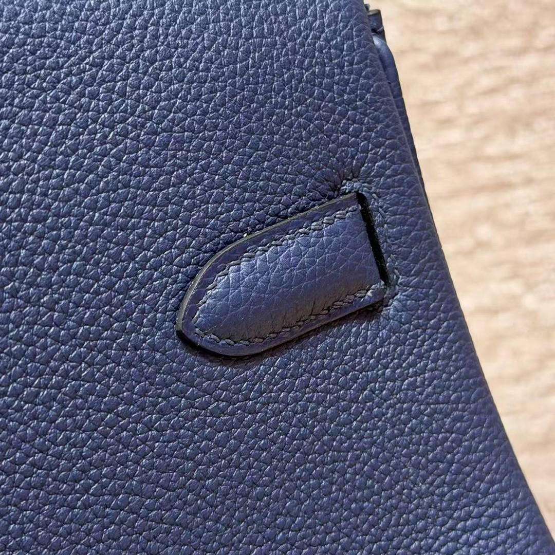 Hermes Birkin 40 Bag Handmade In Togo Calfskin Leather Silver Hardware 73 Blue Saphir - Image 7