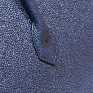 Hermes Birkin 40 Bag Handmade In Togo Calfskin Leather Silver Hardware 73 Blue Saphir - Image 6