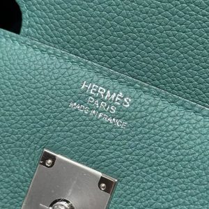 Hermes Birkin 40 Bag Handmade In Togo Calfskin Leather Silver Hardware Z6 Malachite - Image 15