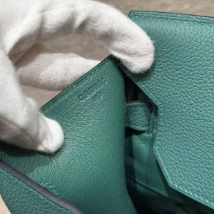 Hermes Birkin 40 Bag Handmade In Togo Calfskin Leather Silver Hardware Z6 Malachite - Image 13