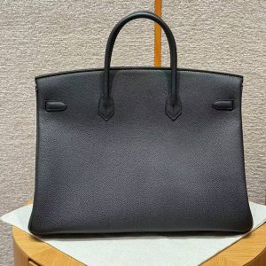 Hermes Birkin 40 Bag Handmade In Togo Calfskin Leather Gold Hardware Noir - Image 21