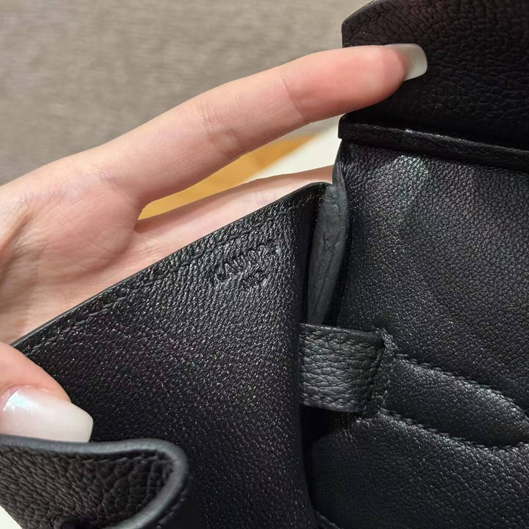 Hermes Birkin 40 Bag Handmade In Togo Calfskin Leather Gold Hardware Noir - Image 14