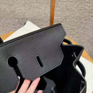Hermes Birkin 40 Bag Handmade In Togo Calfskin Leather Gold Hardware Noir - Image 10