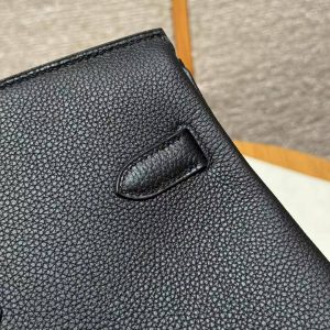 Hermes Birkin 40 Bag Handmade In Togo Calfskin Leather Gold Hardware Noir - Image 8