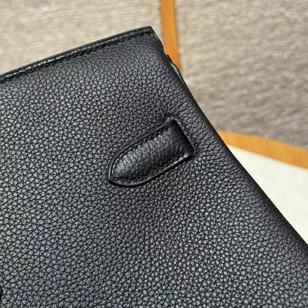 Hermes Birkin 40 Bag Handmade In Togo Calfskin Leather Gold Hardware Noir - Image 8