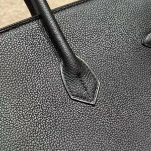 Hermes Birkin 40 Bag Handmade In Togo Calfskin Leather Gold Hardware Noir - Image 7