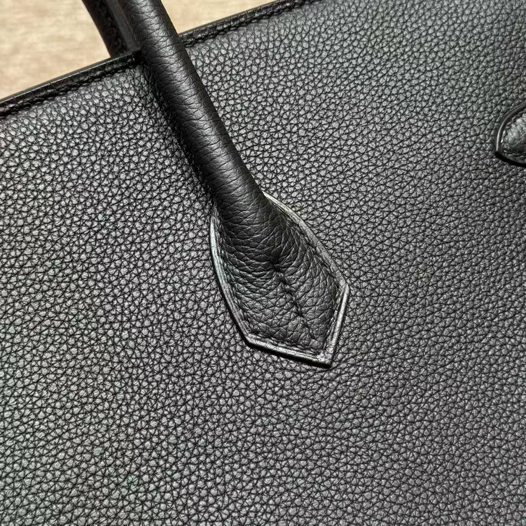 Hermes Birkin 40 Bag Handmade In Togo Calfskin Leather Gold Hardware Noir - Image 7