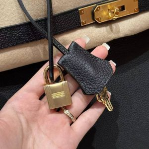 Hermes Birkin 40 Bag Handmade In Togo Calfskin Leather Gold Hardware Noir - Image 3