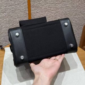 Hermes Birkin Cargo 25 Bag Handmade In Swift Calfskin Leather And Canvas Silver Hardware 89 Noir - Image 14