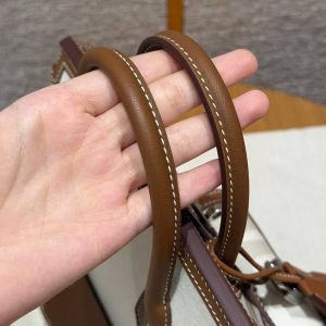 Hermes Birkin Cargo 25 Bag Handmade In Swift Calfskin Leather And Canvas Silver Hardware 37 Gold - Image 6
