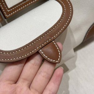 Hermes Birkin Cargo 25 Bag Handmade In Swift Calfskin Leather And Canvas Silver Hardware 37 Gold - Image 4