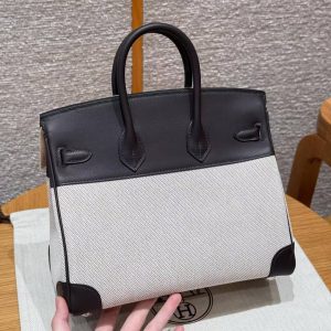 Alternative view of Hermes Birkin Cargo 25 Bag Handmade In Swift Calfskin Leather And Canvas Silver Hardware 46 Ebene