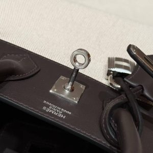 Hermes Birkin Cargo 25 Bag Handmade In Swift Calfskin Leather And Canvas Silver Hardware 46 Ebene - Image 7
