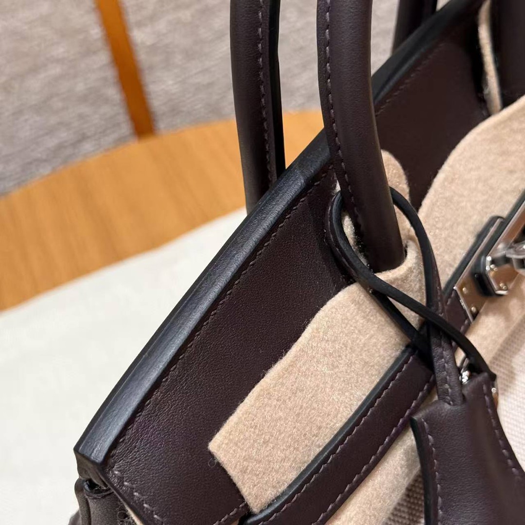 Hermes Birkin Cargo 25 Bag Handmade In Swift Calfskin Leather And Canvas Silver Hardware 46 Ebene - Image 5