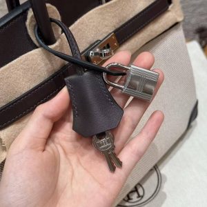 Hermes Birkin Cargo 25 Bag Handmade In Swift Calfskin Leather And Canvas Silver Hardware 46 Ebene - Image 3