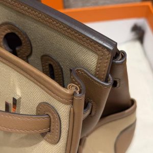 Hermes Birkin Cargo 25 Bag Handmade In Swift Calfskin Leather And Canvas Silver Hardware 4C Ecorce - Image 8